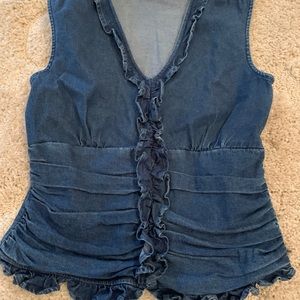 1990s/Y2K British Khaki Denim Top.